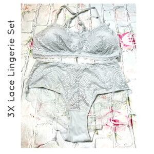 NWT CATO 3X Lace Racerback Silver/Grey Lingerie Set
